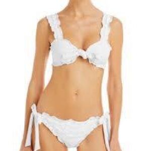 NWT Frankie's Bikinis White Colby Eyelet Bikini set/ Large